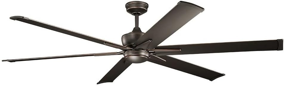 Kichler Szeplo Patio 80' 6 Blade Outdoor Ceiling Fan in a Satin Black finish with an LED Light for Porches and covered Patios, 300301SBK (80' W x 16.25' H)