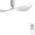 52' White 2 Blades Flush Mount Ceiling Fan with Remote, No Light | Modern Low-Profile, Heat Resistant ABS Blades, 6-Speed Reversible Quiet DC Motor for Balcony, Living Room, Bedroom