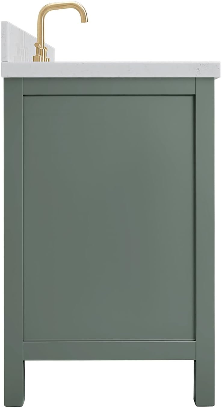 ARIEL Cambridge 48-inch Bathroom Vanity with Sink,Solid Wood, 1.5-inch Italian Carrara Marble Countertop, Single Rectangular Porcelain Sink, 2 Soft Closing Doors, 9 Dovetail Drawers, Vintage Green