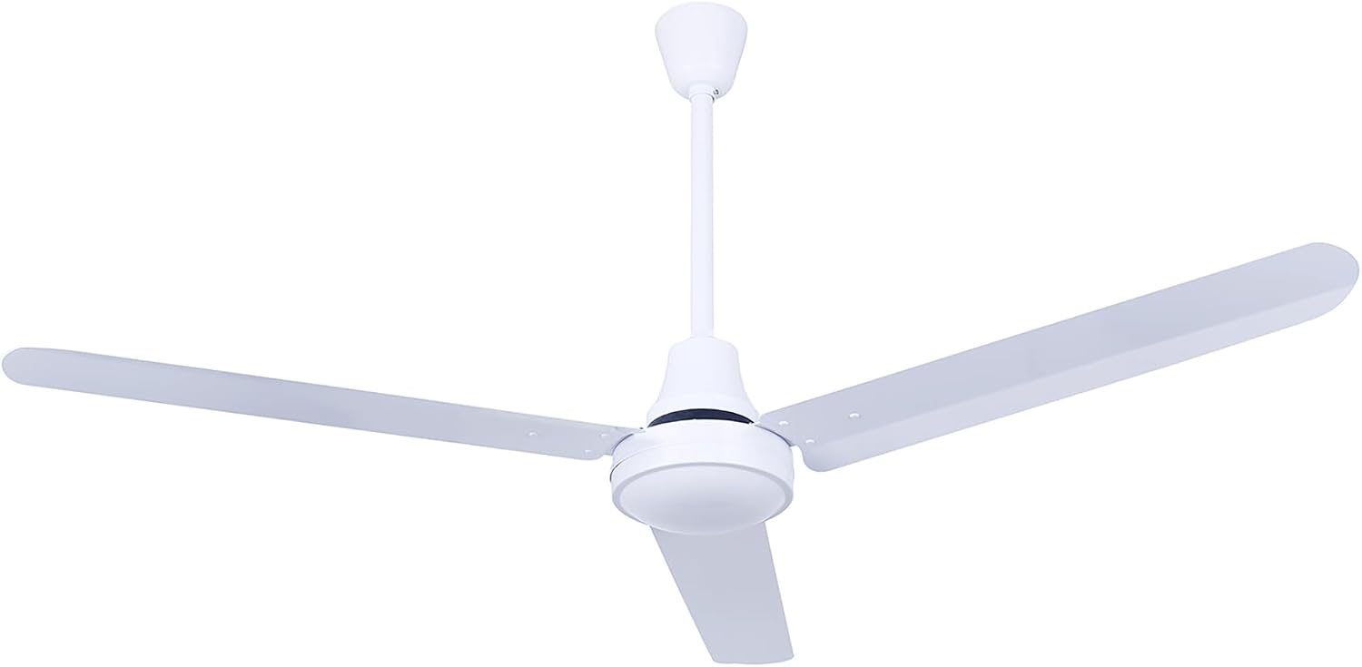 56' White Weatherproof Industrial Ceiling Fan – High-Performance DC Motor – Wall Control – Ideal for Outdoor Patios, Gyms & Warehouses