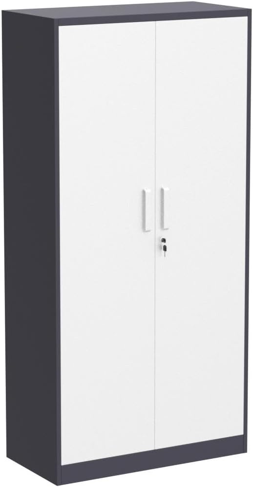 PEUKC Metal Garage Storage Cabinet, 71-inch Tall Cabinet with Adjustable Shelves & Locking Doors, Tool Cabinets for Garage,Office,Home,School,Gym (Grey White)