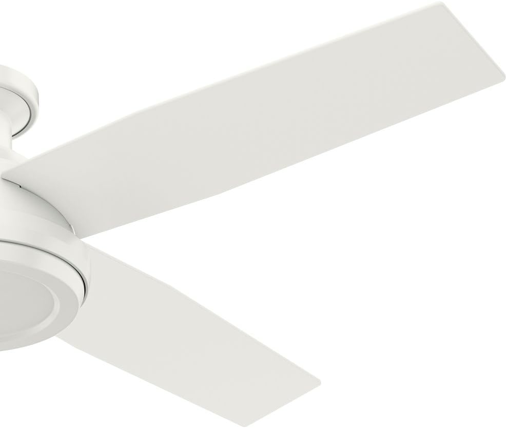 Hunter Fan 52 inch Contemporary Low Profile No Light Fresh White Ceiling Fan with Remote Control (Renewed)