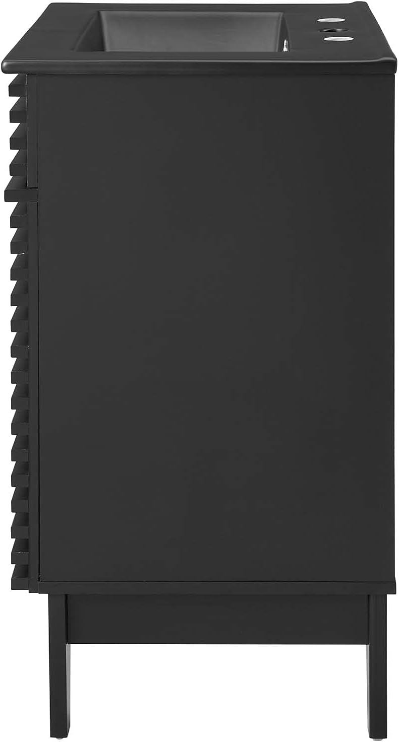 Sink Vanity Cabinet, Wood, Black, Modern Contemporary, Hotel Bedroom Bathroom Master Suite Guest