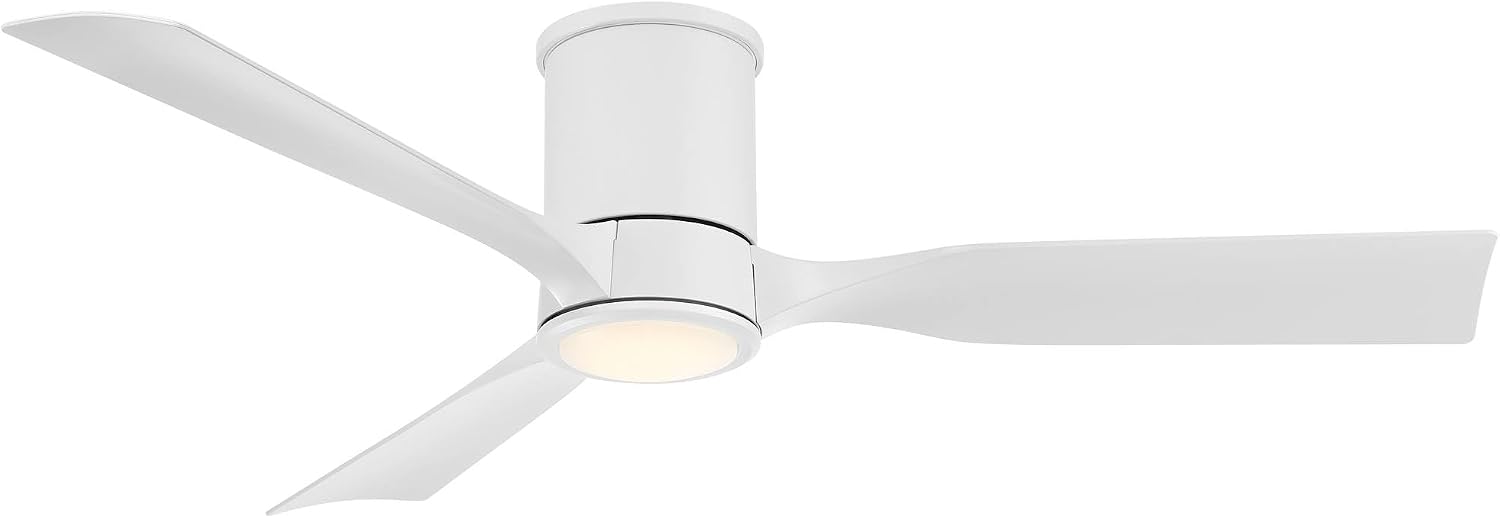 Casa Vieja 56' Keel Modern Indoor Outdoor Ceiling Fan 3 Blade LED Light Remote Control Matte White Finish Blades Bedroom Patio Living Room Kitchen Porch Hugger Damp Rated Flush Mount Garage Exterior