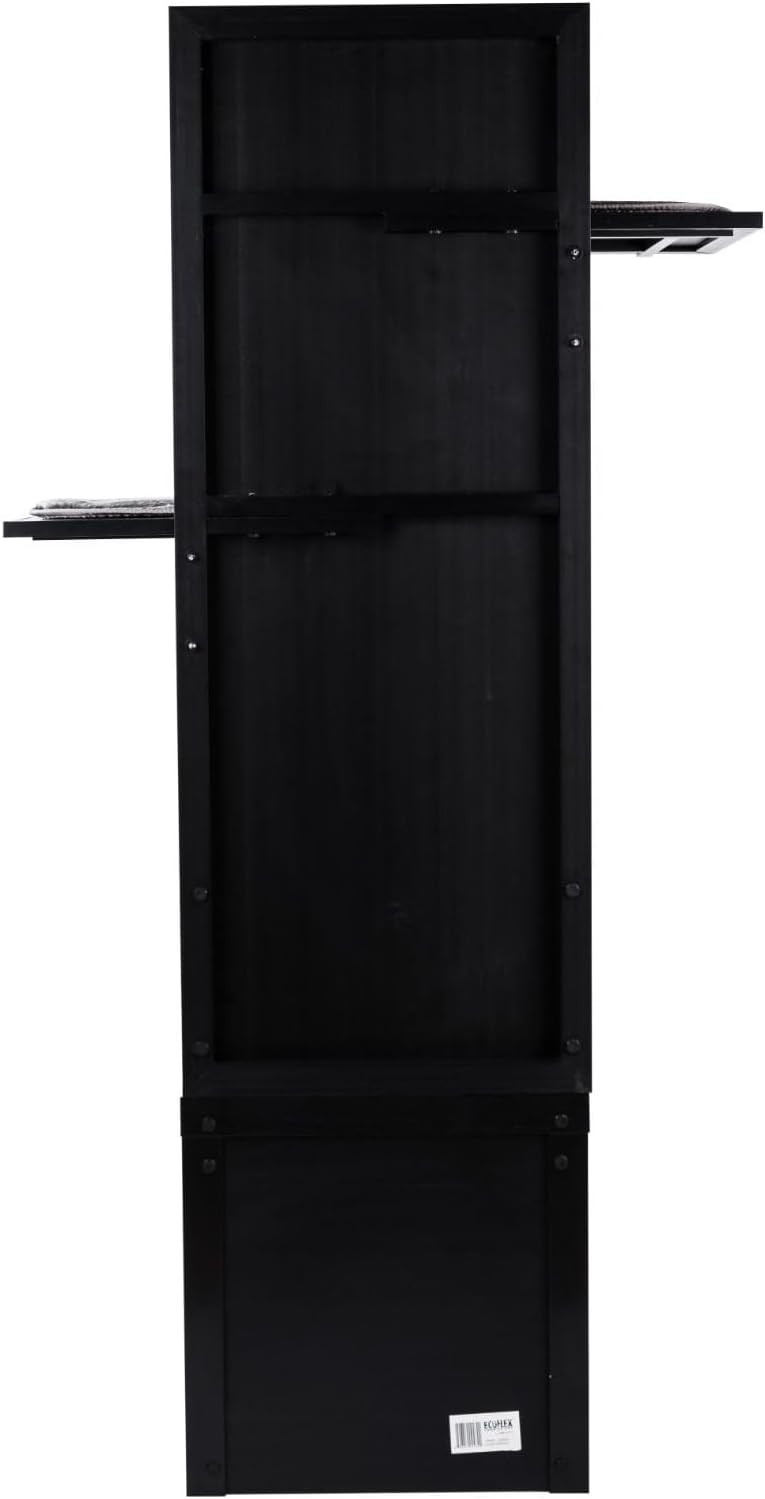 New Age Pet ECOFLEX Kitty Climber Cat Tree with 2 Cubes, 2 Shelves, Sisal Scratch Pad, 60' Tall, Moisture and Odor Resistant Indoor Cat Furniture, Espresso Black
