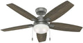 Hunter Fan 52 inch Indoor Ceiling Fan with LED Light, Matte Silver Ceiling Fan with Pull Chain, for Bedroom, Kitchen, Living Room, Laundry Room, No Remote, 5 Blades (Renewed)