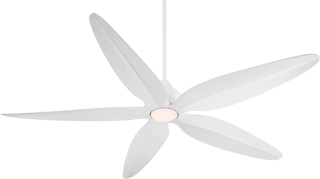 Casa Vieja 60' Lotus Bay Modern Indoor Outdoor Ceiling Fan 5 Blade LED Light Remote Control Matte White Finish Blades Bedroom Patio Living Room Kitchen Porch Damp Rated Decorative DC Motor Garage