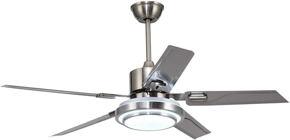 42 inch Outdoor Ceiling Fan with Lights, Remote Control Farmhouse Ceiling Fan with 5 Reversible Stainless Steel with LED Light for Pavilion Warehouse (42 inch)