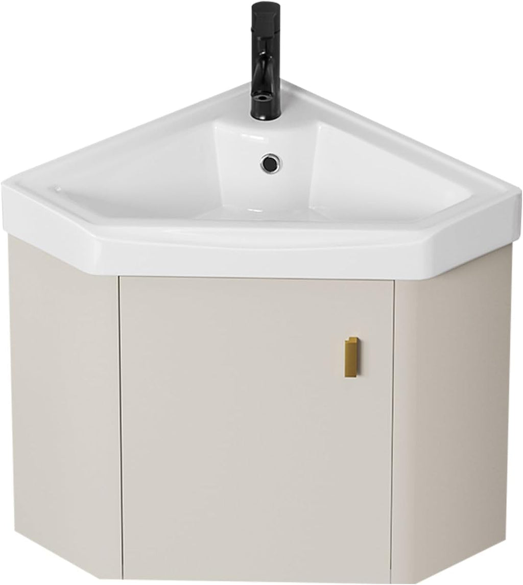 Modern Corner Bathroom Vanity，Freestanding Bathroom Vanity with Sink Set，Bathroom Sink Cabinet Easy-to-Clean，for Guest Baths Master Suites(14in)