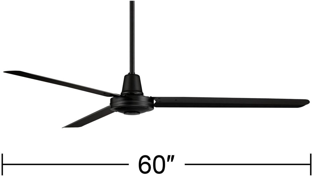 Casa Vieja 60' Turbina DC Industrial Rustic Farmhouse 3 Blade Indoor Outdoor Ceiling Fan with Remote Control Matte Black Damp Rated for Patio Exterior House Home Porch Gazebo Garage Barn