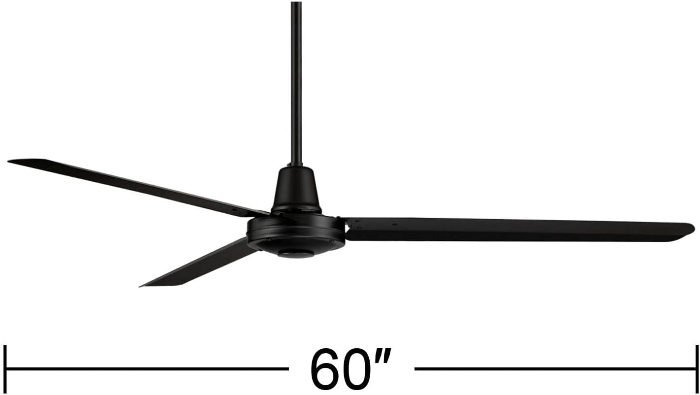 Casa Vieja 60' Turbina DC Industrial Rustic Farmhouse 3 Blade Indoor Outdoor Ceiling Fan with Remote Control Matte Black Damp Rated for Patio Exterior House Home Porch Gazebo Garage Barn