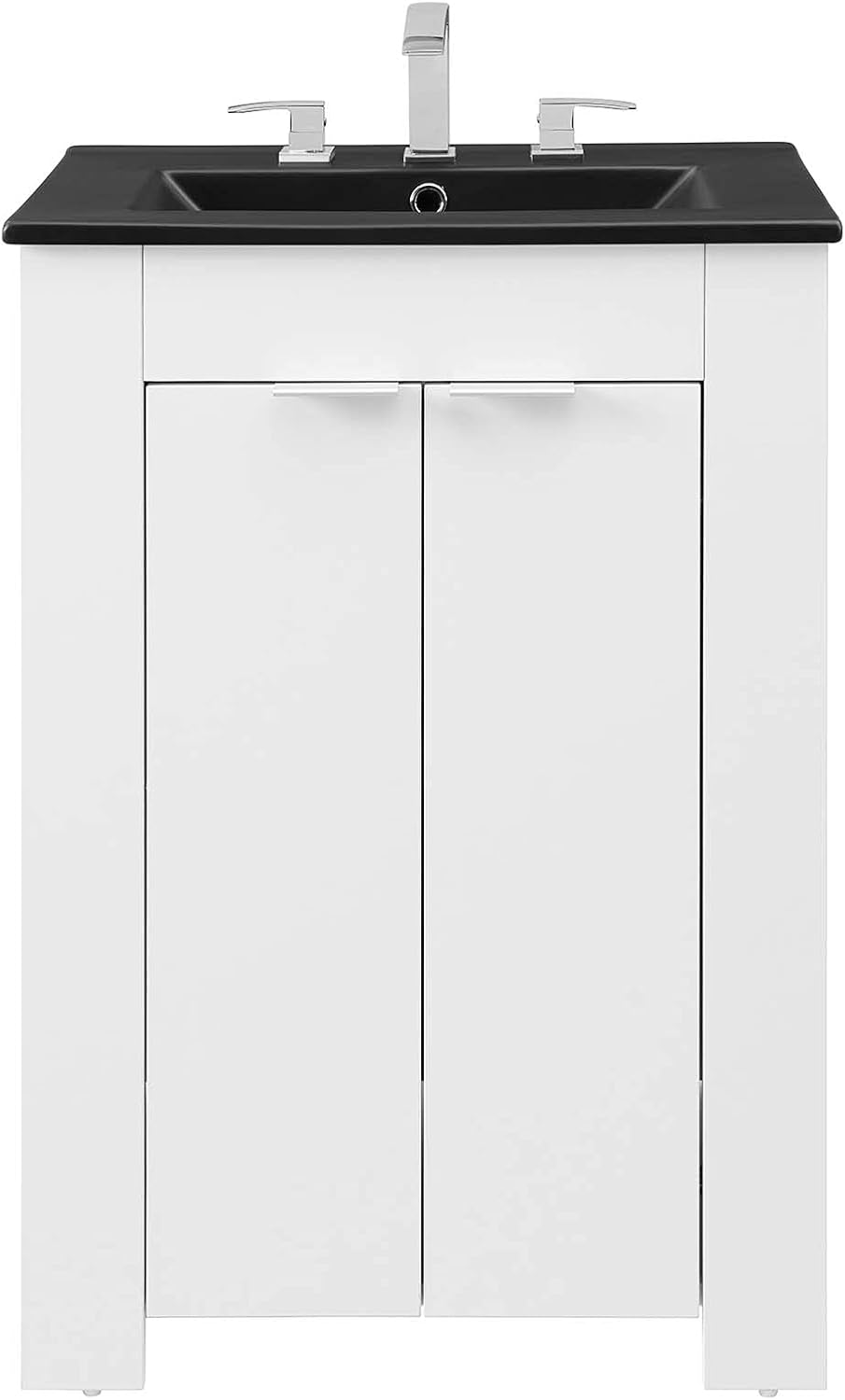 Sink Vanity Cabinet, Melamine, White Black, Modern Contemporary, Hotel Bedroom Bathroom Master Suite