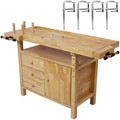 【LuckyNote】 Wood Workbench - Wooden Workbench for Garage Workshop and Home, with Bar Clamps Set (12 inch x 4-3/4 inch Throat,Pack of 4) The Package Will be Shipped in Two Separate parcels