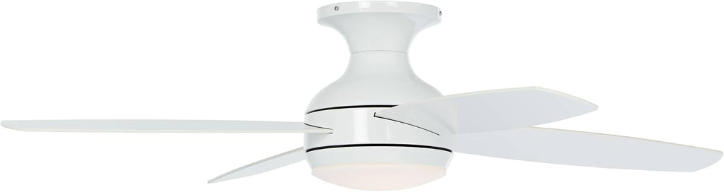 Casa Vieja 52' Elite Modern Industrial Hugger Low Profile Indoor Ceiling Fan with LED Light Dimmable Remote Control White Matte Opal Glass for House Living Room Kitchen Bedroom Family
