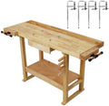 55-Inch Wood Workbench - Wooden Workbench for Garage Workshop and Home,with Bar Clamps Set 12 inch x 3inch Throat,Pack of 4