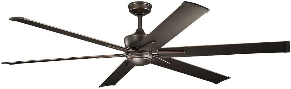 Kichler Szeplo Patio 80' 6 Blade Outdoor Ceiling Fan in a Satin Black finish with an LED Light for Porches and covered Patios, 300301SBK (80' W x 16.25' H)