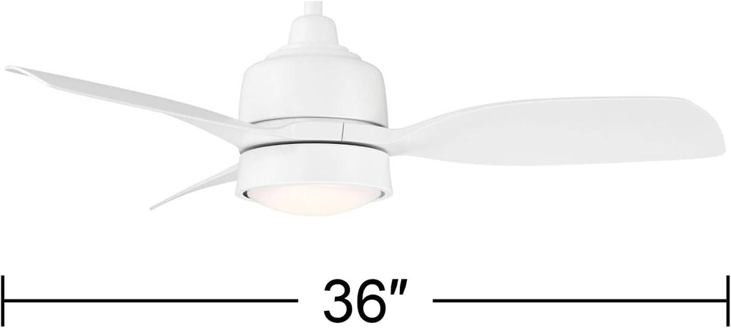 Casa Vieja 36' Verdin Modern Indoor Outdoor Ceiling Fan 3 Blade LED Light Remote Control Matte White Finish Blades Bedroom Patio Living Room Kitchen Porch Damp Rated Decorative Dimmable Garage