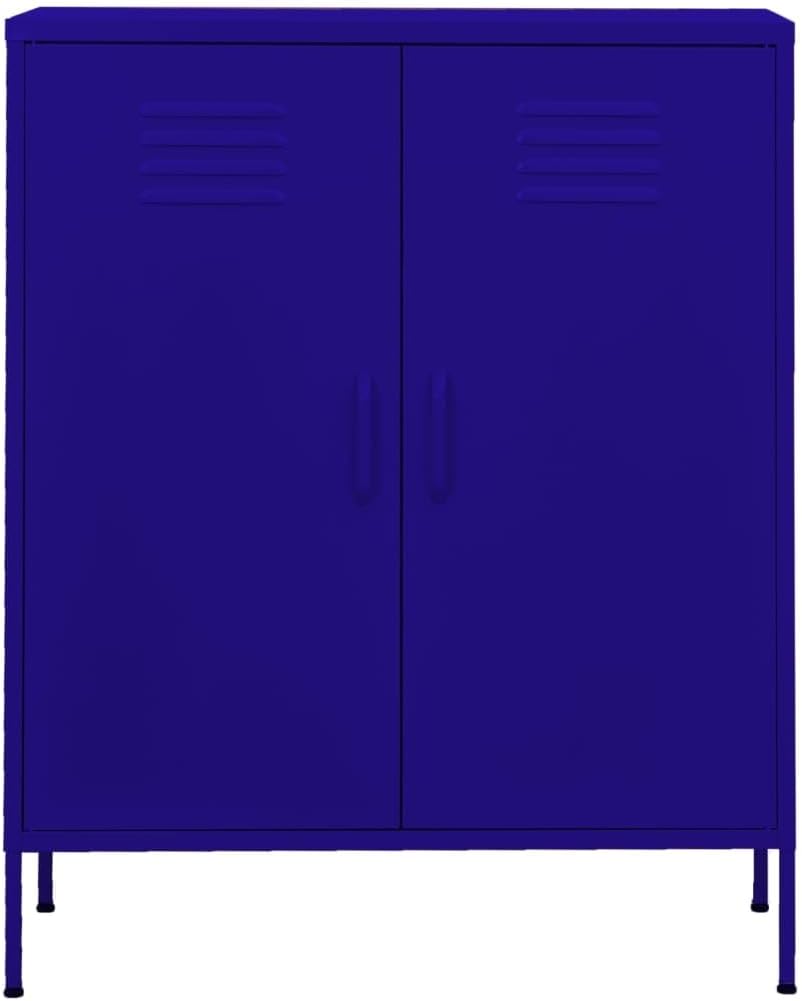 Navy Blue Steel Storage Cabinet 13.8 x 31.5 x 40 in, Adjustable Shelves Lockable Doors, Powder-Coated Metal Organizer for Living Room Office Pantry