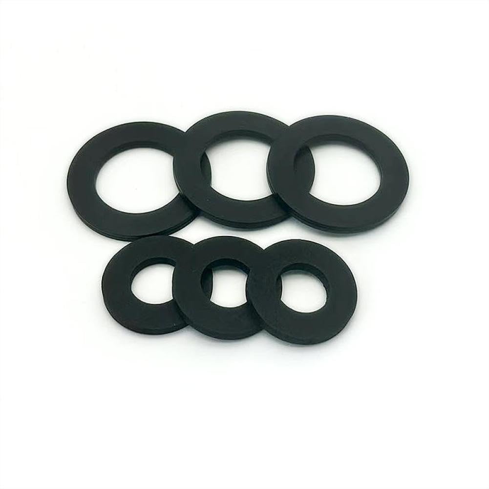 500 Pcs Black Nylon Plastic Gasket Circular Insulation Flat Pad Plastic Screw Hard Washer Wear-Resistant and Temperature