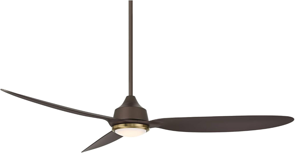 Casa Vieja 60' Revere Mid Century Modern Indoor Outdoor Ceiling Fan 3 Blade Customize LED Remote Control Emperial Bronze Finish Blades Bedroom Patio Living Room Kitchen Damp Rated Decorative