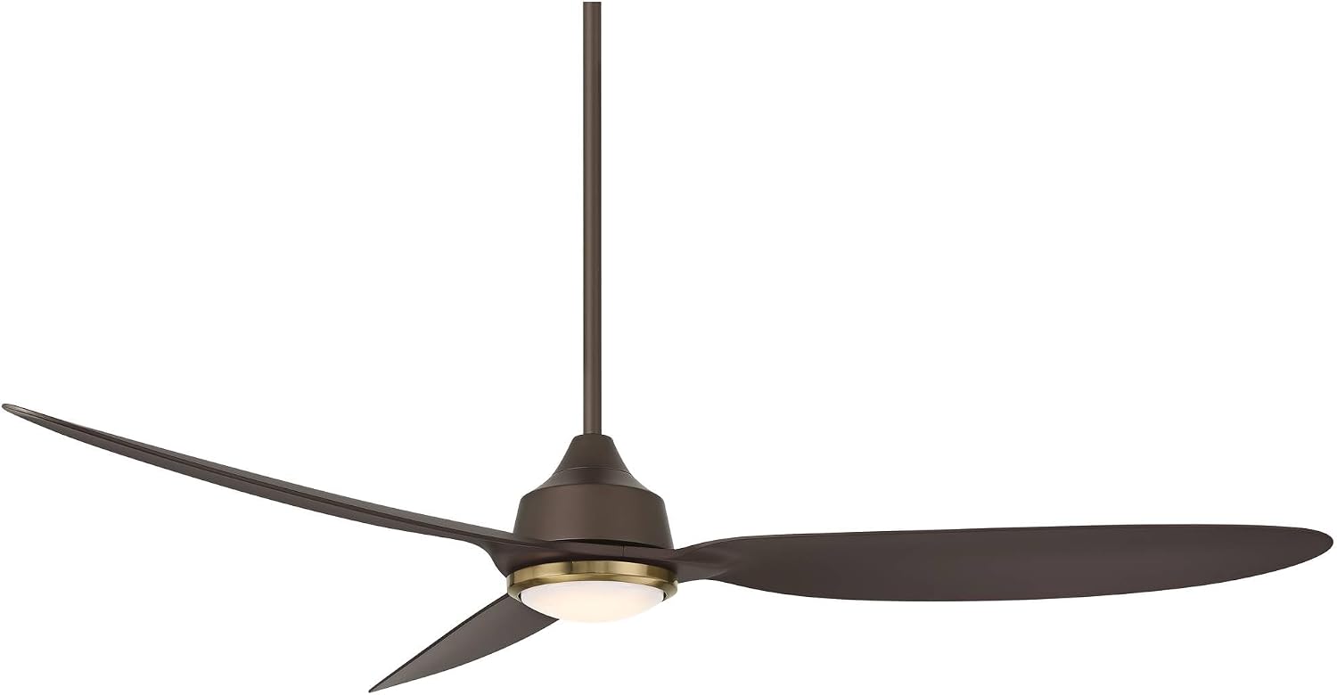 Casa Vieja 60' Revere Mid Century Modern Indoor Outdoor Ceiling Fan 3 Blade Customize LED Remote Control Emperial Bronze Finish Blades Bedroom Patio Living Room Kitchen Damp Rated Decorative