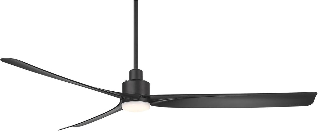 Casa Vieja 60' Sailplane Modern Industrial Indoor Outdoor Ceiling Fan 3 Blade LED Light Remote Control Matte Black Finish Blades Bedroom Patio Living Room Kitchen Damp Rated Decorative DC Motor