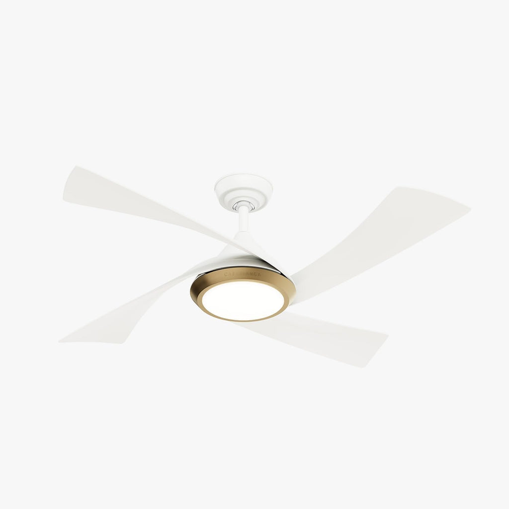Casablanca - Vespucci Indoor/Outdoor Ceiling Fan With Light, Remote, 52-inch, Fresh White, Modern-style, 6-speed DC Motor, Energy Star, 52847, for porches, patios, sunrooms, bathrooms