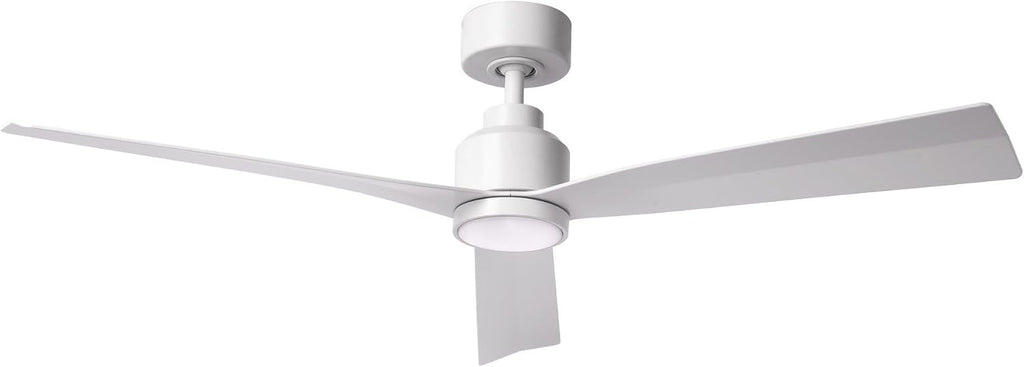 Clean Indoor/Outdoor 3-Blade Smart Compatible Ceiling Fan 52in Matte White with 3000K LED Light Kit and Remote Control with Wall Cradle. Works with iOS/Android, Alexa, and Google Assistant.