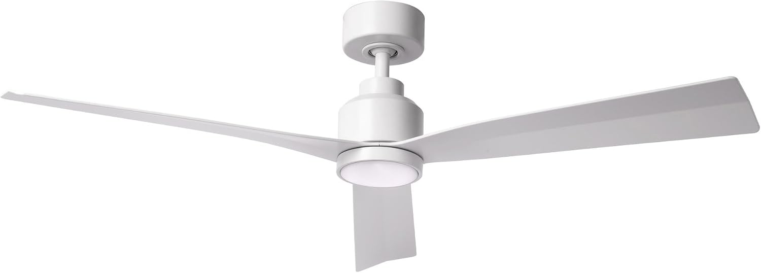 Clean Indoor/Outdoor 3-Blade Smart Compatible Ceiling Fan 52in Matte White with 3000K LED Light Kit and Remote Control with Wall Cradle. Works with iOS/Android, Alexa, and Google Assistant.
