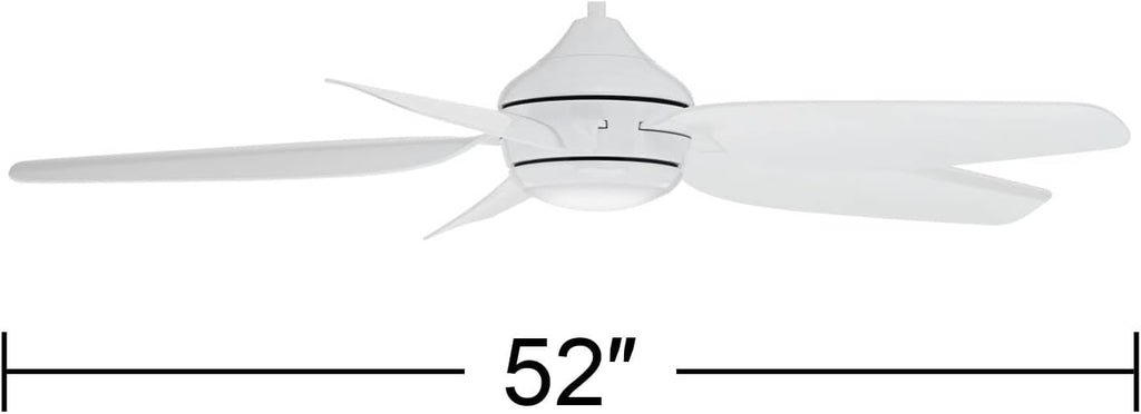Casa Vieja 52' Del Diego Modern Indoor Outdoor Ceiling Fan 5 Blade LED Light Remote Control White Finish Blades Bedroom Patio Living Room Kitchen Porch Decorative DC Motor Damp Rated Garage Exterior