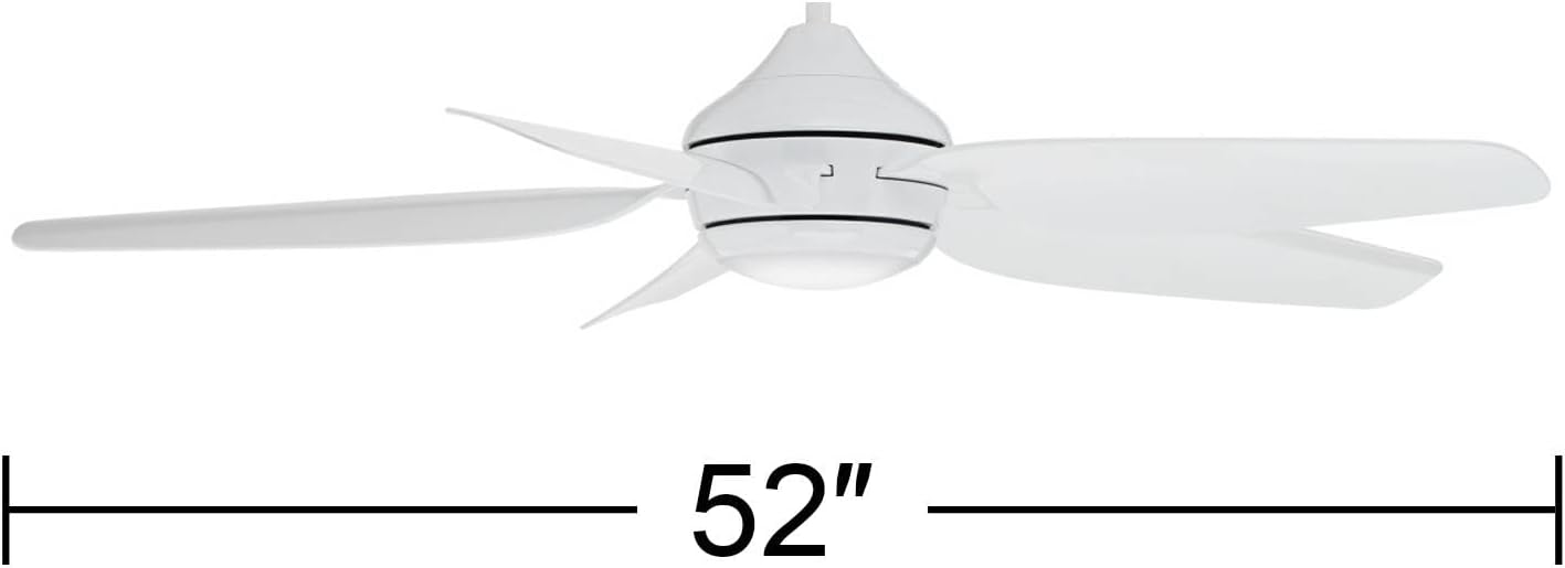 Casa Vieja 52' Del Diego Modern Indoor Outdoor Ceiling Fan 5 Blade LED Light Remote Control White Finish Blades Bedroom Patio Living Room Kitchen Porch Decorative DC Motor Damp Rated Garage Exterior