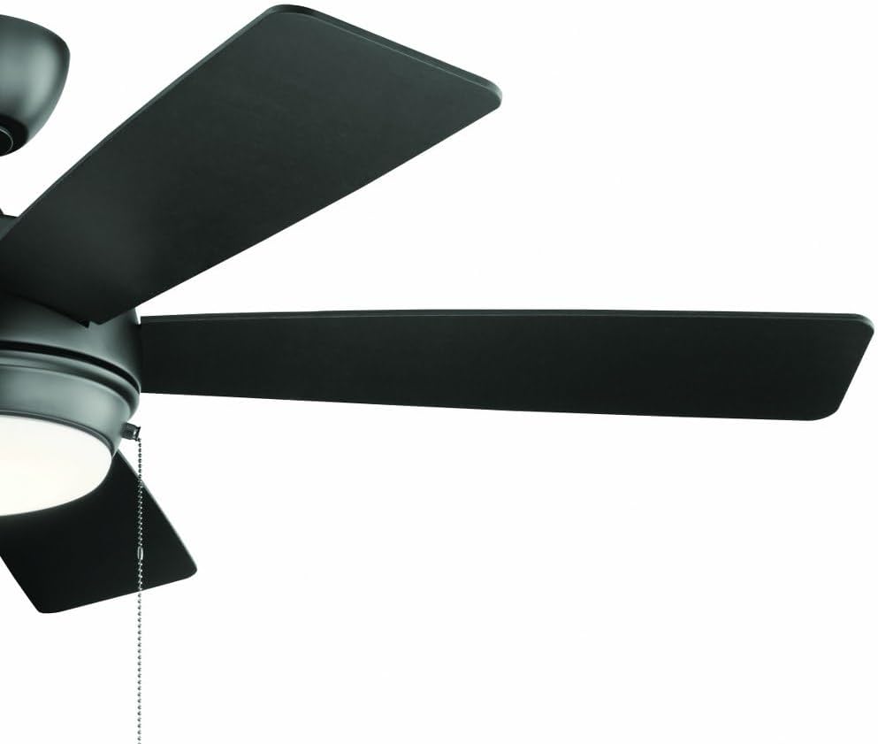 Kichler Starkk 52 in 5-Blade Ceiling Fan with LED Light, Modern Indoor Fan with Etched Cased Opal Glass in Polished Nickel, Reversible Silver and Walnut Blades, 330174PN