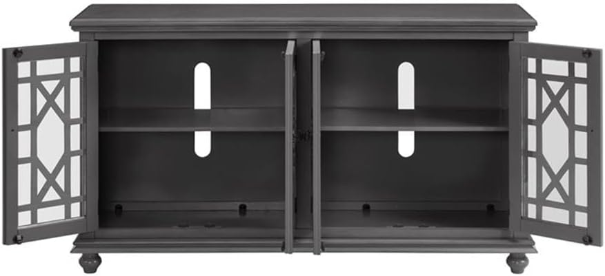 Elegant Gray Wood TV Stand for 50', 55', 60', 65' TVs, Entertainment Center with Doors, Adjustable Shelves, Storage, Media Console, Sideboard, Hallway Accent Chest 63' W x 18' D x 35' H