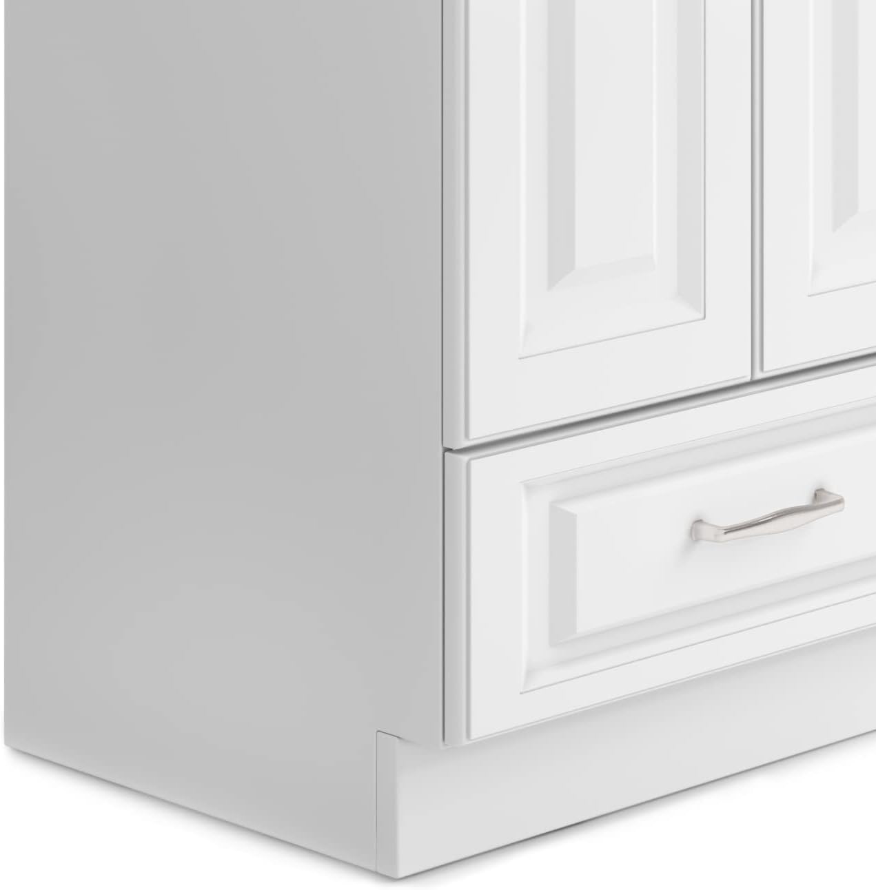 SIMPLIHOME Lawrence All-in-One 24 inch Wide Utility Sink and Laundry Cabinet in Pure White Finish, Transitional Stainless Steel Sink Cabinet for Laundry Rooms with High-Arch Brushed Nickel Faucet