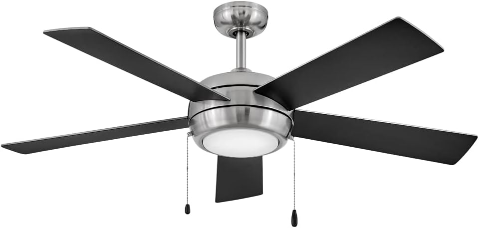 Hinkley Croft 52' Indoor Ceiling Fan with Light, Pull Chain Operation, Reversible Wooden Fan Blades, Integrated LED, Brushed Nickel