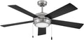 Hinkley Croft 52' Indoor Ceiling Fan with Light, Pull Chain Operation, Reversible Wooden Fan Blades, Integrated LED, Brushed Nickel