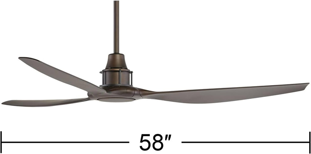 Casa Vieja 58' Interceptor Modern Indoor Outdoor Ceiling Fan with Remote Oil Rubbed Bronze Brown Damp Rated for Patio Porch