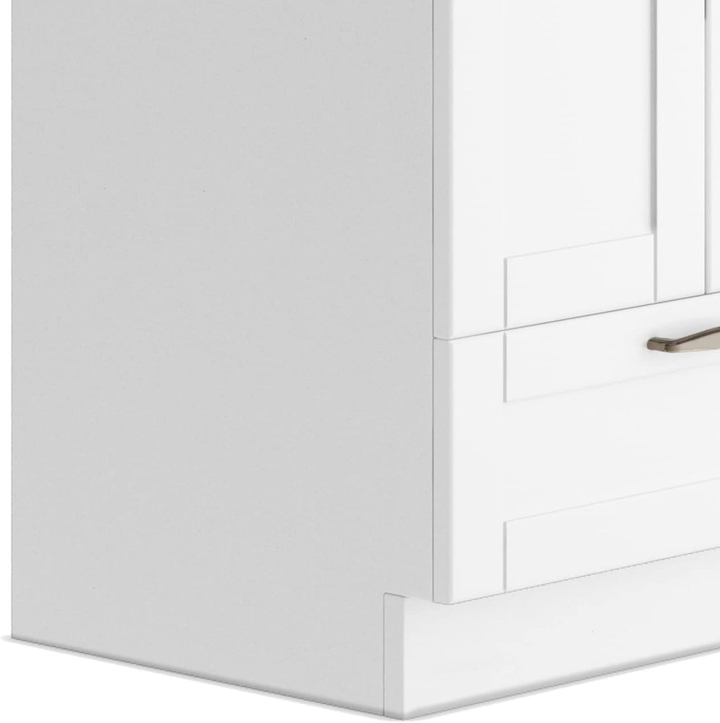 SIMPLIHOME Reed All-in-One 24 inch Wide Utility Sink and Laundry Cabinet in Pure White Finish, Transitional Stainless Steel Sink Cabinet for Laundry Rooms with High-Arch Chrome Faucet and Storage