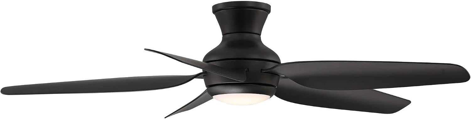 Casa Vieja 52' Del Diego Modern Industrial Hugger Indoor Outdoor Ceiling Fan with LED Light Remote Control Matte Black Damp Rated for Patio Exterior House Home Porch Gazebo Garage Barn