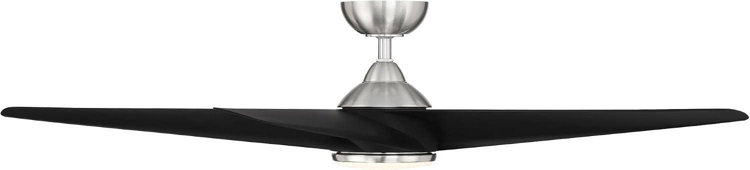 WAC F-071L-BN/MB Viper 60' Outdoor Ceiling Fan with Lights and Remote Control, Brushed Nickel Matte Black