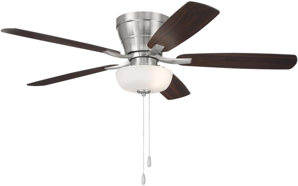 Craftmade 52' Wheeler Indoor Flush Mount 5 Blade Brushed Polished Nickel Finish Ceiling Fan with Single Bowl Light