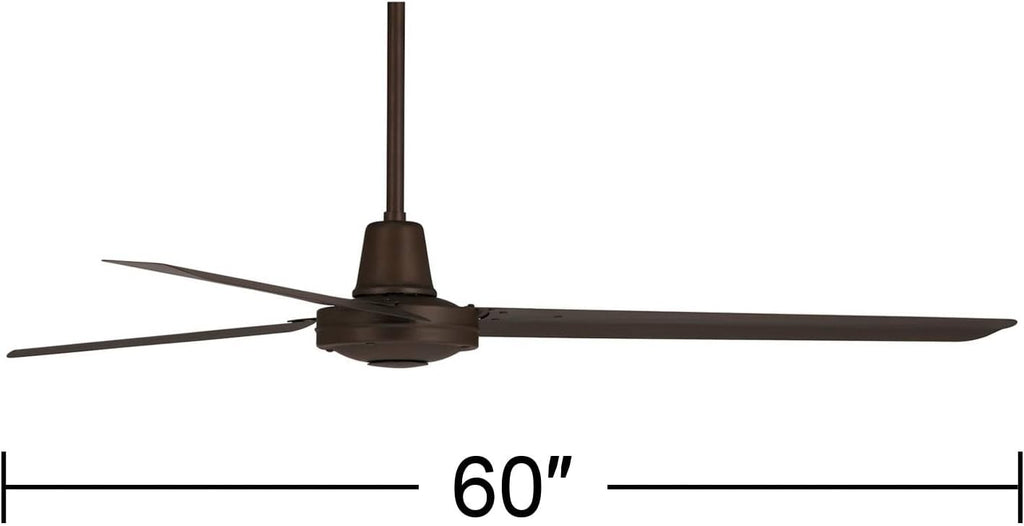 Casa Vieja 60' Turbina DC Modern Industrial Rustic Farmhouse 3 Blade Indoor Outdoor Ceiling Fan with Remote Control Oil Rubbed Bronze Damp Rated Patio Exterior Home Porch Gazebo Garage - 12' Downrod