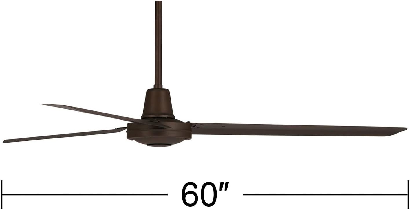 Casa Vieja 60' Turbina DC Modern Industrial Rustic Farmhouse 3 Blade Indoor Outdoor Ceiling Fan with Remote Control Oil Rubbed Bronze Damp Rated Patio Exterior Home Porch Gazebo Garage - 12' Downrod