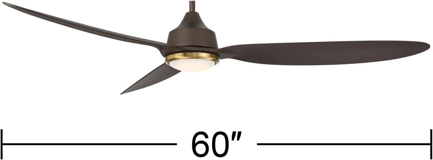 Casa Vieja 60' Revere Mid Century Modern Indoor Outdoor Ceiling Fan 3 Blade Customize LED Remote Control Emperial Bronze Finish Blades Bedroom Patio Living Room Kitchen Damp Rated Decorative