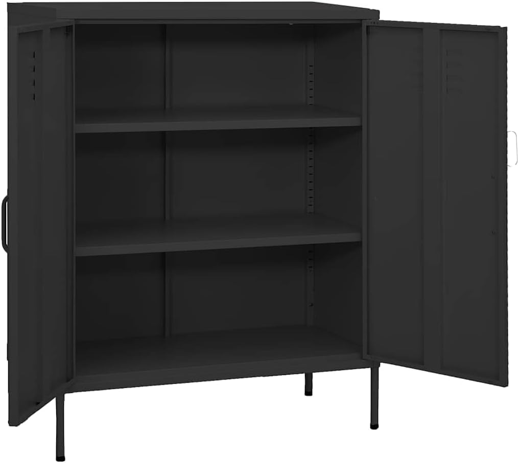 Metal Side Accent Storage Cabinet with Adjustable Shelves, Steel Storage Cabinet for Entryway and Hallway, 31.5'x13.8'x40',-252
