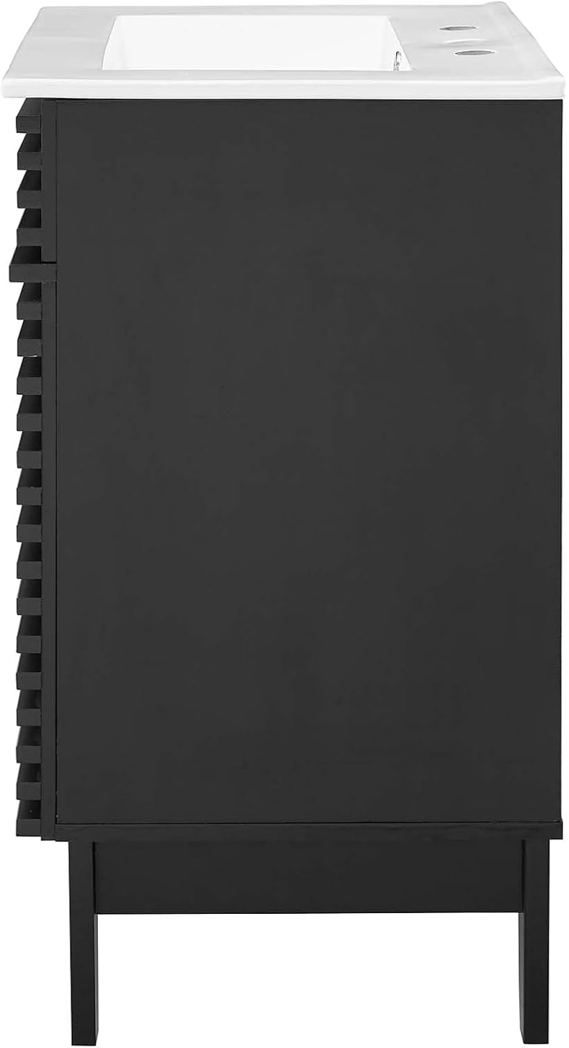 Sink Vanity Cabinet, Wood, Black White, Modern Contemporary, Hotel Bedroom Bathroom Master Suite