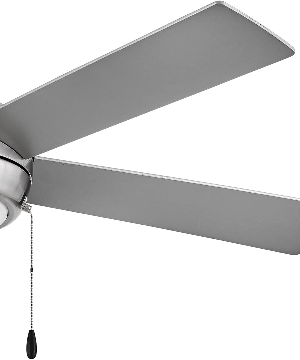 Hinkley Croft 52' Indoor Ceiling Fan with Light, Pull Chain Operation, Reversible Wooden Fan Blades, Integrated LED, Brushed Nickel