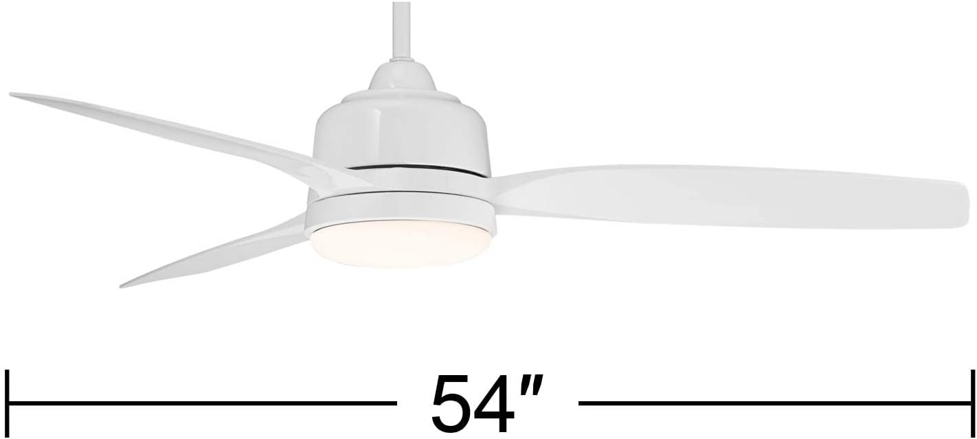 Casa Vieja 54' Tres Aurora Modern 3 Blade Indoor Outdoor Ceiling Fan with Dimmable Light LED Remote Control White Opal Etched Diffuser Wet Rated for Patio Exterior House Porch Gazebo Barn