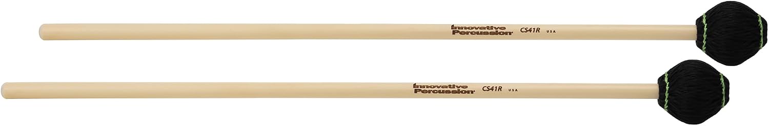 CS41R Innovative Percussion Medium Hard Vibrapon/Marimba Mallet - Black Cord - Rattan