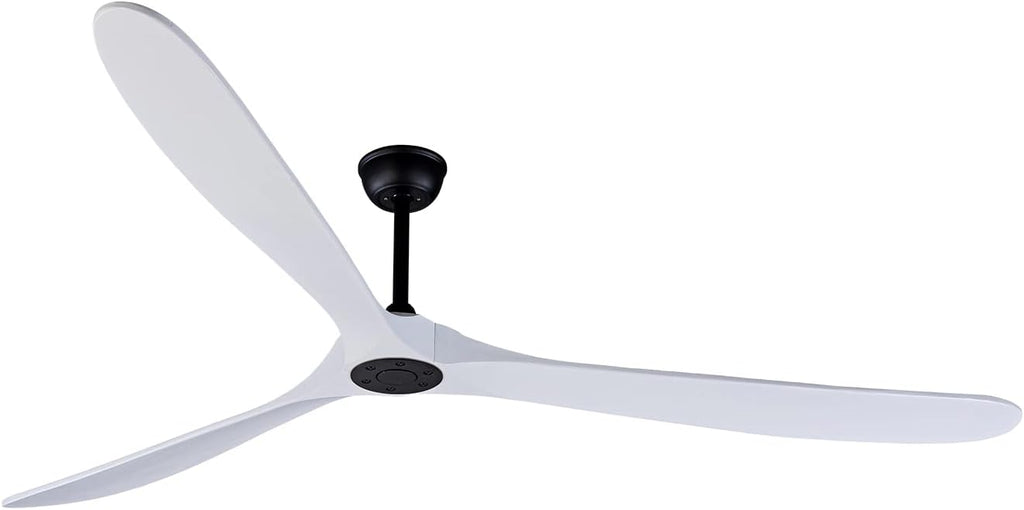 Bigzone 88' Large Ceiling Fan No Light with Remote,3 Blades White Solid Wood Big Ceing Fan without Light with Quiet Reversible DC Motor 6-Speeds for Living Room/Dining Room/Garage/Indoor/Outdoor